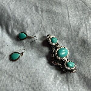 Turquoise blue bracelet and earrings